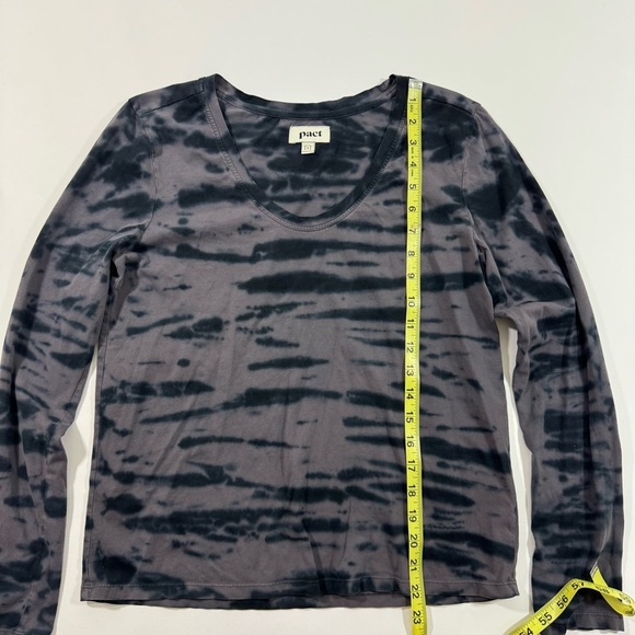 Pact Organic V Neck Long Sleeve Shirt Black Grey Tie Dye - Picture 5 of 6